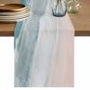 Sea Wave Table Runner 13x48 Inch - Linen Burlap Table Runners 48 inches Long, Machine Washable Table Runner for Everyday Use Home Decoration - Blue Ocean Beach Theme view 1
