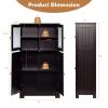 LOKO Bathroom Floor Cabinet, Storage Organizer with Glass Doors, Wooden Kitchen Cupboard with Adjustable Shelf, Versatile Floor Storage Cabinet for Bathroom, Living Room & Kitchen (Brown) view 3