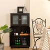 LOKO Bathroom Floor Cabinet, Storage Organizer with Glass Doors, Wooden Kitchen Cupboard with Adjustable Shelf, Versatile Floor Storage Cabinet for Bathroom, Living Room & Kitchen (Brown) view 4