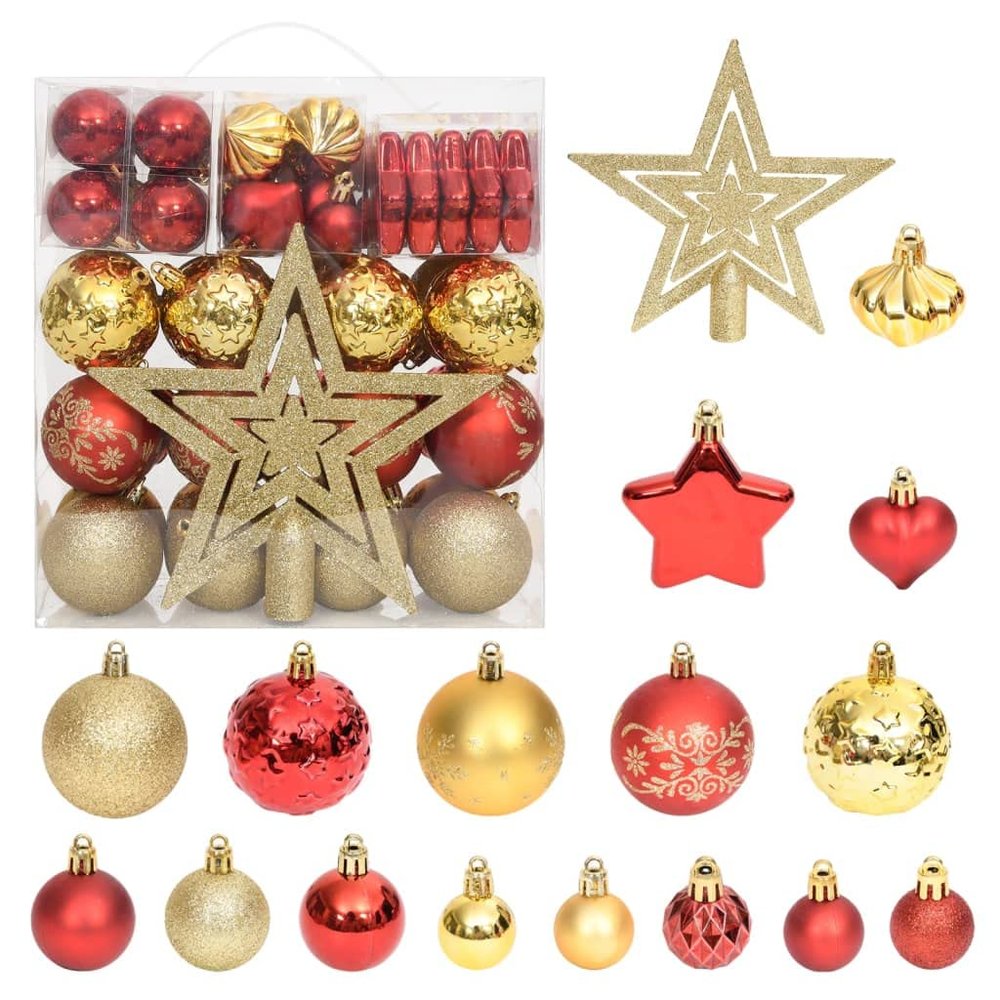 Christmas Ball Ornaments for Christmas Tree, for Party Outhouse Garden Lawn Winter Xmas Decor, 70 Piece Christmas Bauble Set Gold and Red
