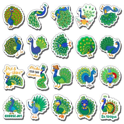 GOLEEX 20 Pack Pcs Peacocks Stickers Colorful Animal Waterproof Vinyl Sticker for Boys Girls Adults Women Mom Laptop Phone Water Bottles Decals Scrapbook Bullet Journaling Decor