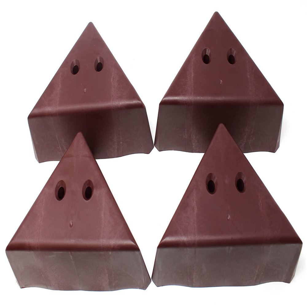 JSP Manufacturing 3" Triangle Plastic Furniture Brown Corner Legs - Sofa Couch Chair Ottoman (4 Legs)