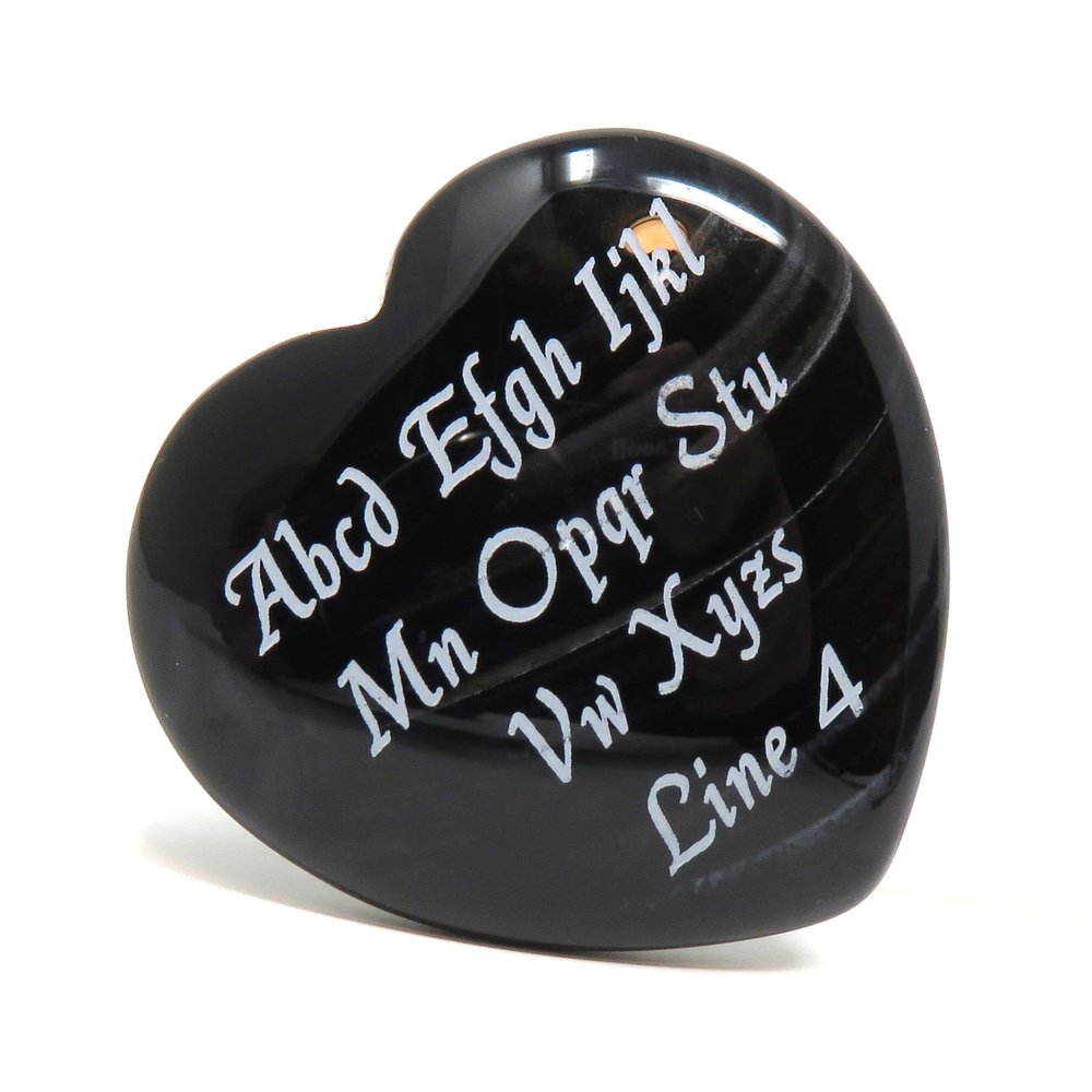 Innovative Surface Art Stone Heart - Custom Engraved Personalized - No Holes - Pocket Love Stone - Party Favors - Gifts - Wedding, Anniversary, Birthday, Memorial (Black Banded 40mm)