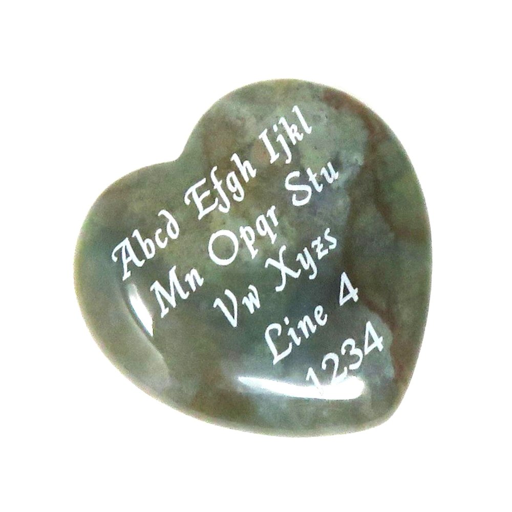 Innovative Surface Art Stone Heart - Custom Engraved Personalized - No Holes - Pocket Love Stone - Party Favors - Gifts - Wedding, Anniversary, Birthday, Memorial (Indian Agate 40mm)