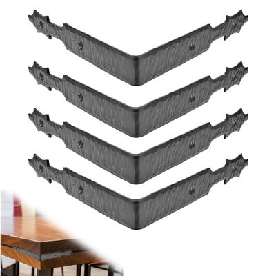 4 Pack - 6 Inch Metal Corner Bracket for Furniture - Black - Handmade Decorative Corner Braces - Rustic Metal Corner Brackets for Tables, Desks, Shelves, Boxes and Chests - The Sinaloa Series