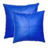 Aaron Craft Blue Lambskin Leather Cushion Pillow Cover (20x20) view 2