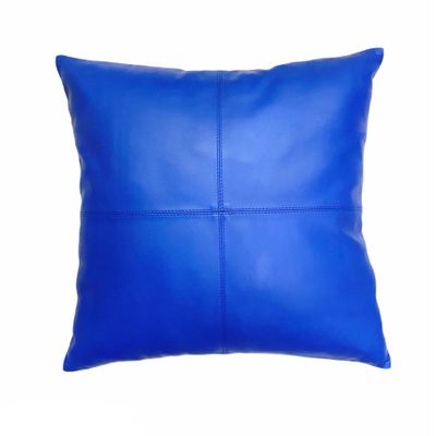 Aaron Craft Blue Lambskin Leather Cushion Pillow Cover (18x18)