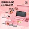 HASHSTASH The OG Storage Box - Large Bamboo Box with Combination Lock, Magnetic Lid, Organizer Tray, Tube, Brush and 3 Jars - Discreet Decorative Stash Storage Lock Box with Accessories (Pink/Gold) view 3