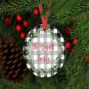 2025 Personalized Red Barn Christmas Ornament Wood Hardboard MDF Custom Gift Stocking Stuffer Handmade by The Painted Pug (Red Barn) (Black White Plaid) view 3