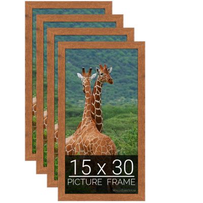 wallsthatspeak 15x30 Light Walnut Rustic Pine Picture Frame for Puzzles Posters Photos or Artwork (4-Pack)