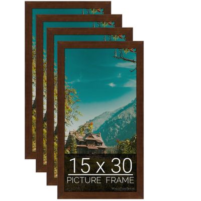wallsthatspeak 15x30 Mocha Walnut Picture Frame for Puzzles Posters Photos or Artwork (4-Pack)