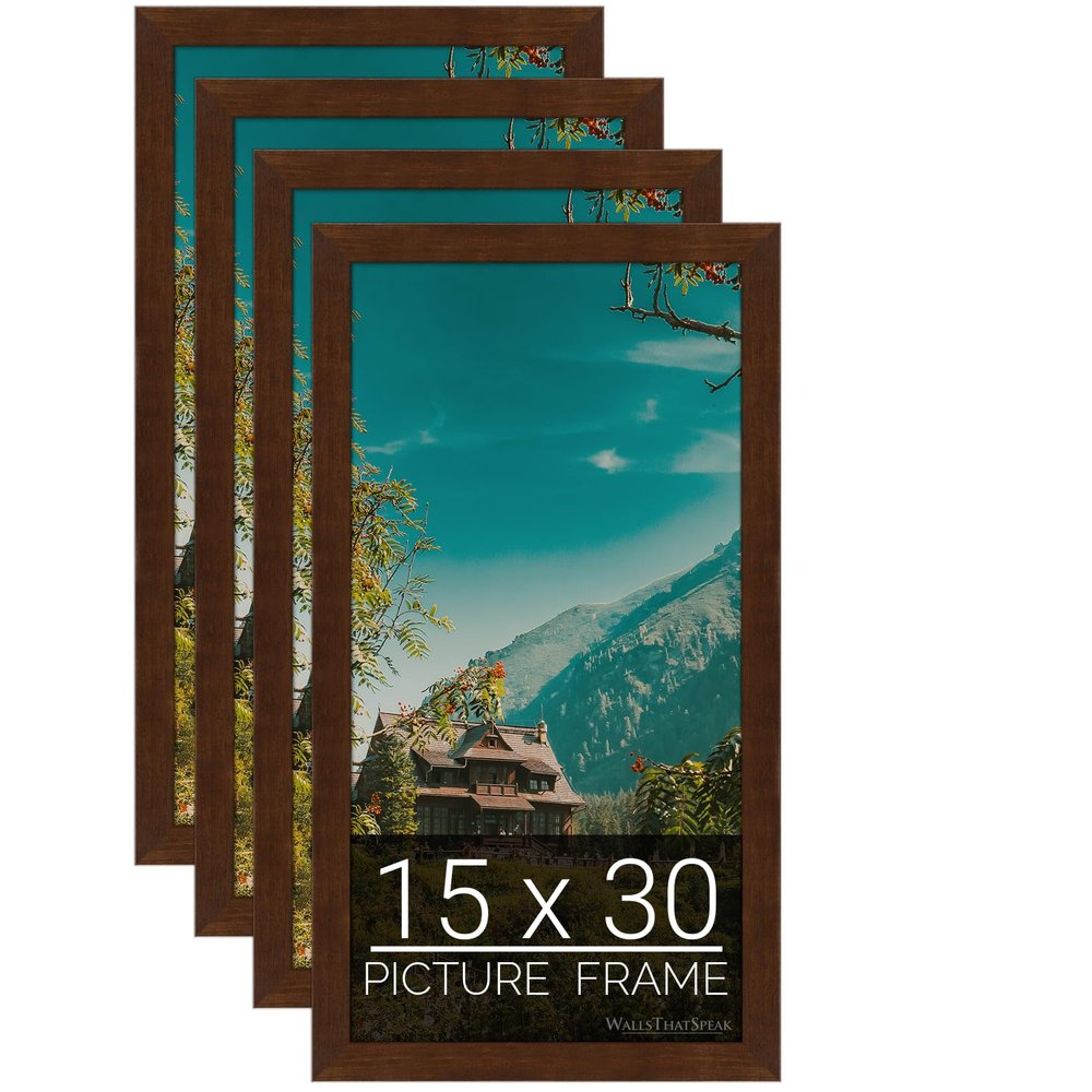 wallsthatspeak 15x30 Mocha Walnut Picture Frame for Puzzles Posters Photos or Artwork (4-Pack)