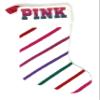 Victoria's Secret Pink Holiday Stocking, White Ombre Rainbow Stripe view 1