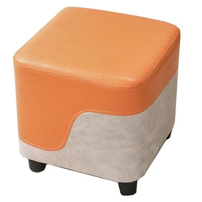 GIZNXBA 12" Small Footstool PU Leather Ottoman Footrest for Couch, Modern Home Living Room Hallway Rectangular Stool with Comfortable Seat, Foot Stool for Bedroom (Color : /Orange-A)