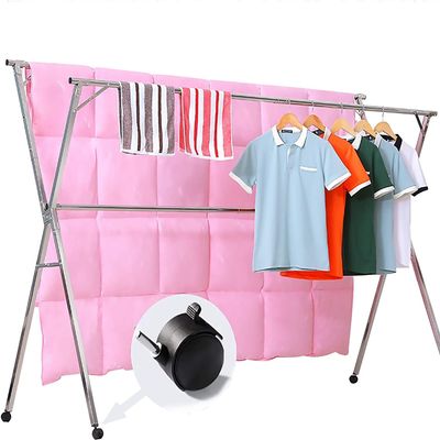 HUHJYUGE Clothes Drying Rack Outdoor Camping 59in, Clothes Drying Rack Folding Indoor, Clothes Racks for Hanging Clothes, with Extendable Rods and Windproof Hooks, for Laundry