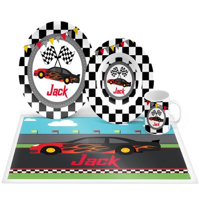 Personalized Racing Race Car Plate Set, Bowl, Placemat, Mug, Mealtime, Dinner, Dinnerware - Choose Your Pieces