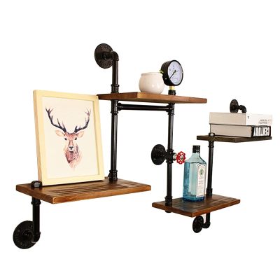 Drsyffsup Modern Floating Shelves Farmhouse Wood Wall Hanging Shelf for Living Room Kitchen Garage Storage & Organization Vintage Metal Pipe Rack Hung Bookshelf