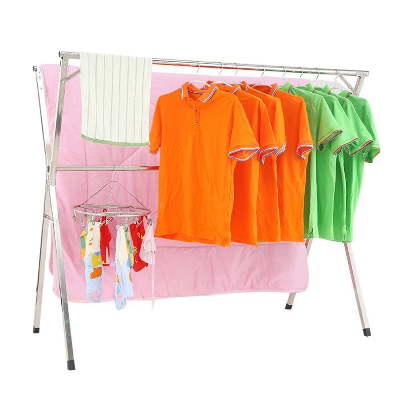 Clothes Drying Racks for Laundry Foldable 59in, Outdoor Clothes Drying Rack Heavy Duty Racks for Camping, Collapsible Stainless Steel Laundry Drying Rack, Easy Storage