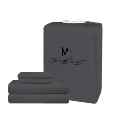 1000 Thread Count King Size 100% Egyptian Cotton Sateen Sheet Set 4 Piece Bed Sheets Long Staple 18 Inches Extra Deep Pocket All Season Bedding Super Soft Comfortable Breathable Hotel Luxury Dark Grey