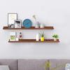 AZSKY 48 Inch Floating Wall Ledge Bookshelf Light Walnut Kids Book Trophy and Family Picture Photo Frames Display Shelves Wall Mounted a Set of 2 view 3