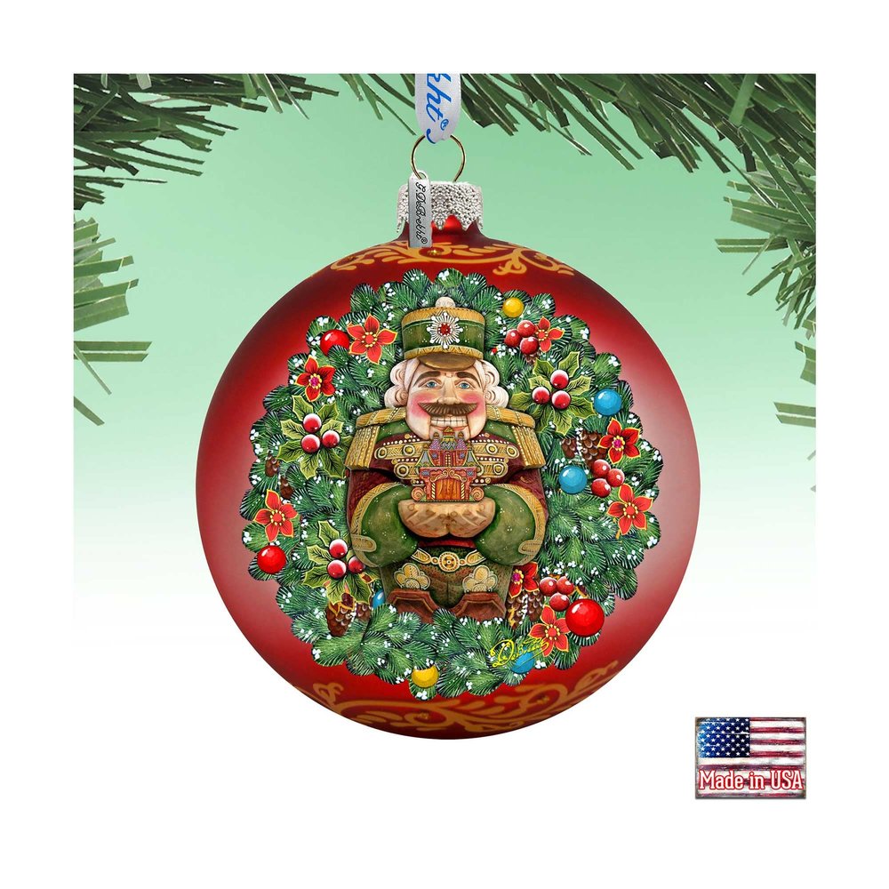 The Gift of Giving a Nutcracker Story Glass Ornament Limited Edition by G. DeBrekht - Christmas Santa Snowman Decor - 73907