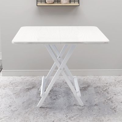 Aigoss Foldable Table Portable Collapsible Table Workbench, Folding Kitchen Table for Small Spaces, Perfect Addition to Home Office/Laundry/Home Bar & Dining Room (Color : White, Size : Small)