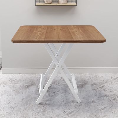 Aigoss Foldable Table Portable Collapsible Table Workbench, Folding Kitchen Table for Small Spaces, Perfect Addition to Home Office/Laundry/Home Bar & Dining Room (Color : Wood Grain, Size : Medium)