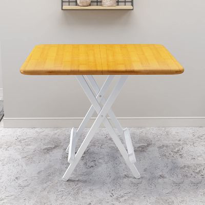 Aigoss Foldable Table Portable Collapsible Table Workbench, Folding Kitchen Table for Small Spaces, Perfect Addition to Home Office/Laundry/Home Bar & Dining Room (Color : Bamboo Grain, Size : Large)