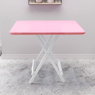 Aigoss Foldable Table Portable Collapsible Table Workbench, Folding Kitchen Table for Small Spaces, Perfect Addition to Home Office/Laundry/Home Bar & Dining Room (Color : Pink, Size : Small)