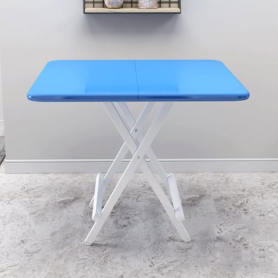Aigoss Foldable Table Portable Collapsible Table Workbench, Folding Kitchen Table for Small Spaces, Perfect Addition to Home Office/Laundry/Home Bar & Dining Room (Color : Blue, Size : Small)