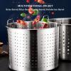 27QT/45QT/63QT Stock Pot with Lid Strainer Basket - Stainess Steel All Purpose Boiling Pot Stockpot Frying Barrel Cookware for Fried Chicken Crawfish Clam,40x40cm view 3