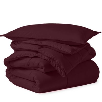 KOMFIT Bedding Comforter Duvet Insert - Quilted Comforter with Corner Tabs - Box Stitched Down Alternative Comforter (400 GSM) (Wine, Twin Size)