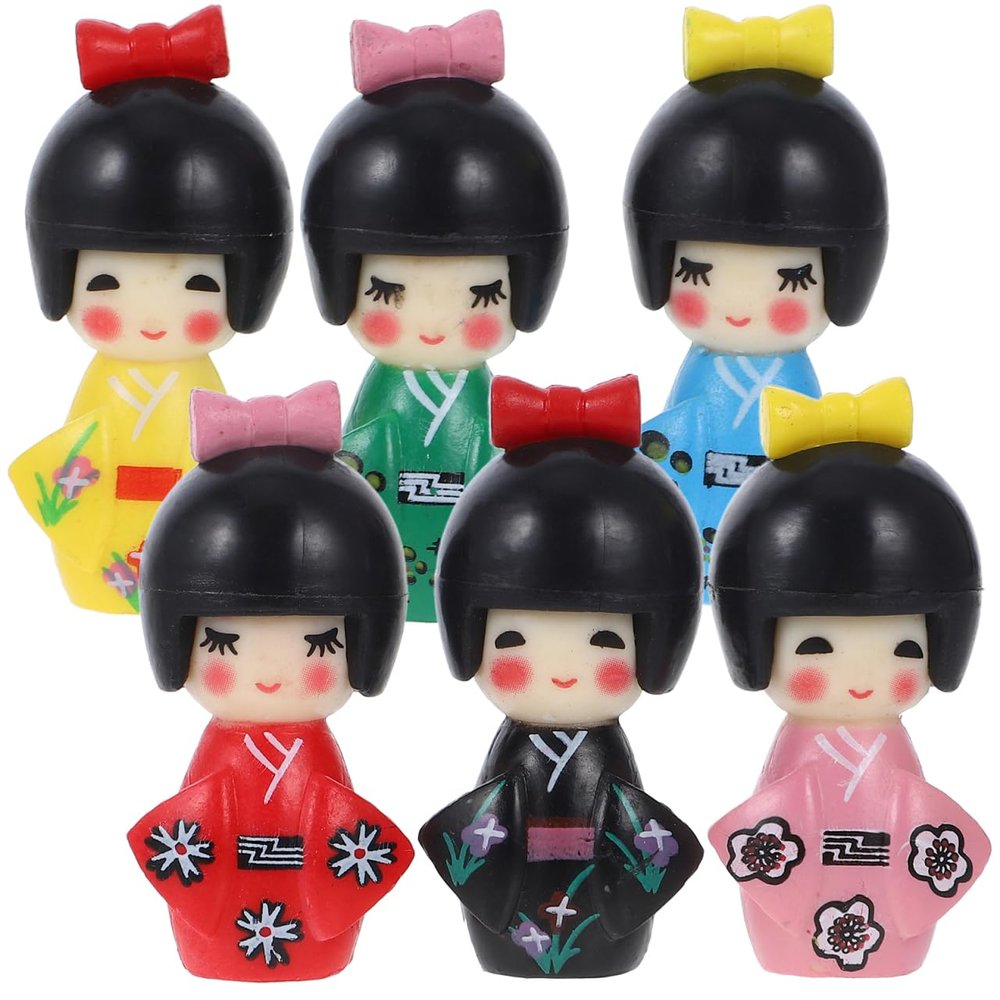 Didiseaon 6pcs Japanese Miniatures Kimono Dolls Ornament Mini Resin Adornment for Home Restaurant Bedroom Desktop Decor