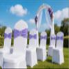 SINSSOWL Pack of 50 Spandex Lavender Chair Sashes for Wedding - Light Purple Chair Bows Bands Buckles Fitting Birthday Party Ceremony Bridal Shower Decorations view 2
