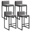 Lsoiup Counter Height Bar Stools Set of 4 Velvet Upholstered Counter Stools Modern Island Chairs with Low Back for Kitchen Island Grey + Black Sitting Height 65cm view 1