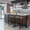 Lsoiup Counter Height Bar Stools Set of 4 Velvet Upholstered Counter Stools Modern Island Chairs with Low Back for Kitchen Island Grey + Black Sitting Height 65cm view 2