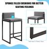 Lsoiup Counter Height Bar Stools Set of 4 Velvet Upholstered Counter Stools Modern Island Chairs with Low Back for Kitchen Island Grey + Black Sitting Height 65cm view 4