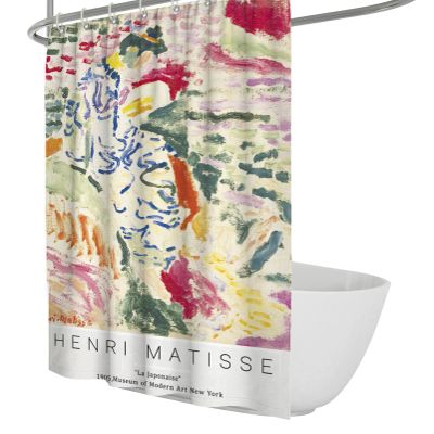 BYJING Art Henri Matisse Blue Red Abstract Landscape Shower Curtain Geometry Pattern Design Polyester Cloth Waterproof Shower Curtains Set 72W x 72(in)