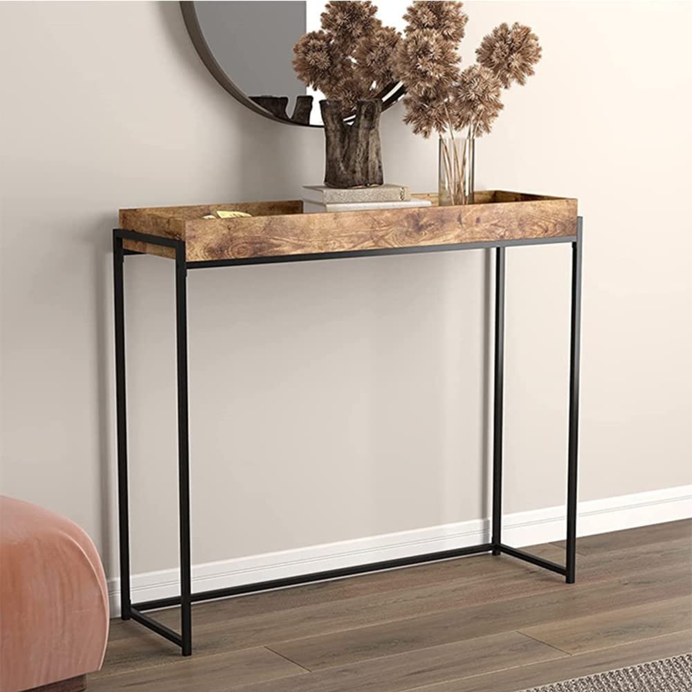 ALSODI Solid Wood Entry Porch Table, Living Room Porch Cabinet, Art Wall Side Table, Long Narrow Table,100 * 25 * 80cm