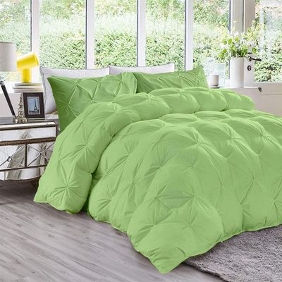 Fluffy Down Alternative 1000 Series 1 Piece Sage Pinch Pleated Bedding Comforter 500 GSM Egyptian Cotton Oversized Queen