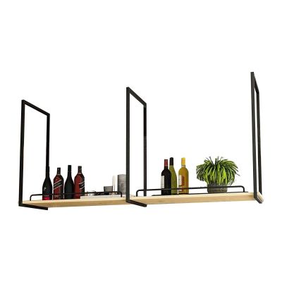 Ceiling Floating Shelves - Hanging Wine Rack, Wall Mounted Wrought Iron Plant Stand Hanging Solid Wood Kitchen Storage Rack European Style Retro Decorative Frame Gold 1 Tier Display Stand ( Color : Bl