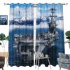 Kazynee Nautical Theme Ultra Soft Premier Blackout Curtains,Ocean Snow Mountains Aircraft Carrier Boys Room DecorThermal Insulated Bedroom Noise Reducing Patio Door Grommet Top,2 Panels 84L x 42W view 3