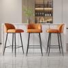 Modern Light Gray Breakfast Island Bar Chair with Backrest Bar Stools Set of 2 Counter Height Barstools Super Fiber Leather Carbon Steel Metal Legs Upholstered Stoolsfor Home Bar Office Dining Room ( view 2
