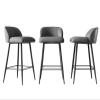 Modern Light Gray Breakfast Island Bar Chair with Backrest Bar Stools Set of 2 Counter Height Barstools Super Fiber Leather Carbon Steel Metal Legs Upholstered Stoolsfor Home Bar Office Dining Room ( view 4