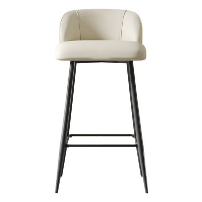 Modern Off White Bar Stools Counter Height Barstools with Back Super Fiber Leather Kitchen Island Chair Metal Legs, Upholstered Counter Bar Stoolfor Home Bar Office Dining Room (1 Pack ( Size : 65cm