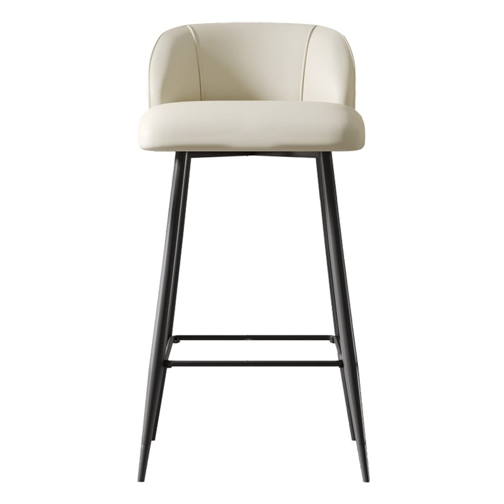 Modern Off White Bar Stools Counter Height Barstools with Back Super Fiber Leather Kitchen Island Chair Metal Legs, Upholstered Counter Bar Stoolfor Home Bar Office Dining Room (1 Pack ( Size : 65cm