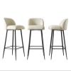 Modern Off White Bar Stools Counter Height Barstools with Back Super Fiber Leather Kitchen Island Chair Metal Legs, Upholstered Counter Bar Stoolfor Home Bar Office Dining Room (1 Pack ( Size : 65cm view 2