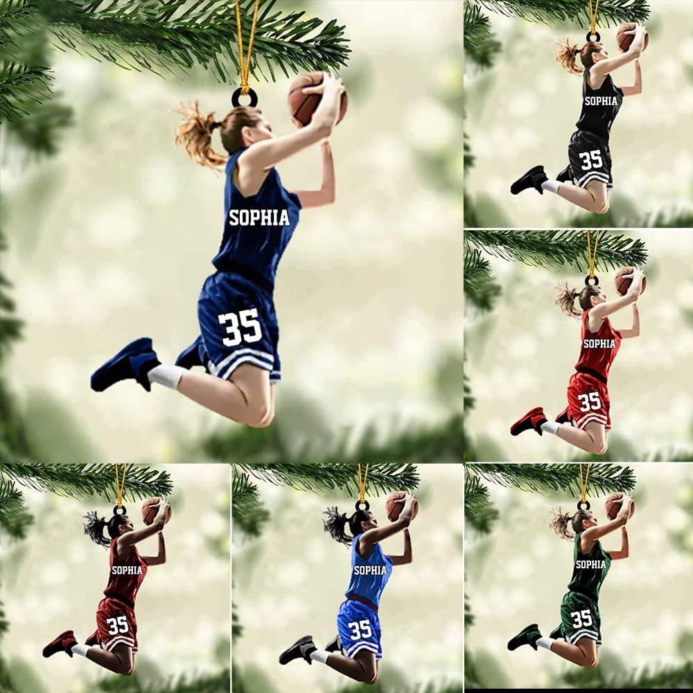 Nazenti Personalized Basketball Christmas Ornaments, Basketball Ornament Basketball Gifts, Girls Basketball Gifts, Basketball Gifts for Men, Basketball Coach Gifts for Women A7
