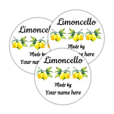 Personalized Limoncello Labels, Stickers, Tags Homemade Lemon