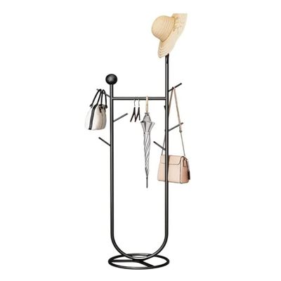 Ryakos Coat Stand Coat Rack Modern Coat Rack Simple Entryway Clothes Stand with 10 Hooks Hall Tree Freestanding Floor Hanger Rack Home Decor Coat Shelf Coat Holder (Color : Black)